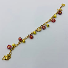 Load image into Gallery viewer, Red Millefiori Yellow Porcelain Crescent Bracelet