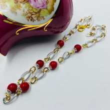 Load image into Gallery viewer, Fire Red Glass Silver Plated Necklace