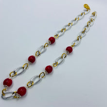 Load image into Gallery viewer, Fire Red Glass Silver Plated Necklace