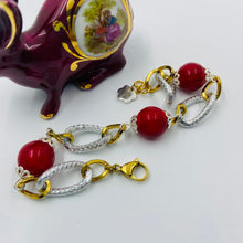 Load image into Gallery viewer, Fire Red Glass Silver Plated Bracelet