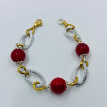 Load image into Gallery viewer, Fire Red Glass Silver Plated Bracelet