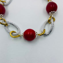 Load image into Gallery viewer, Fire Red Glass Silver Plated Bracelet