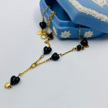 Load image into Gallery viewer, 18K gold plated, Black Murano Bead necklace
