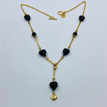 Load image into Gallery viewer, 18K gold plated, Black Murano Bead necklace
