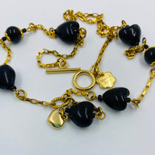 Load image into Gallery viewer, 18K gold plated, Black Murano Bead necklace
