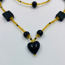 Load image into Gallery viewer, Double Strand Black Murano beads on Czech sand beads.
