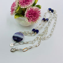 Load image into Gallery viewer, Indigo Agate Stone Eleven Design Necklace
