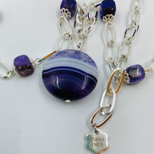 Load image into Gallery viewer, Indigo Agate Stone Eleven Design Necklace
