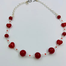 Load image into Gallery viewer, Red Murano Beads Necklace with Czech Sand beads.
