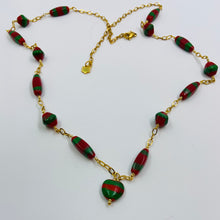 Load image into Gallery viewer, Enamel Striped Red Glass Necklace
