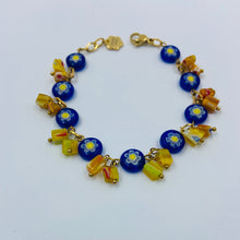 Load image into Gallery viewer, Millefiori Blue-Yellow Bracelet
