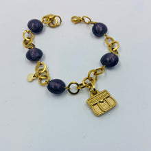 Load image into Gallery viewer, Purple Murano Beads Purse Charm Bracelet
