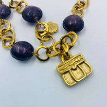 Load image into Gallery viewer, Purple Murano Beads Purse Charm Bracelet
