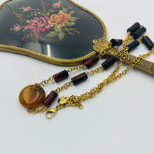 Load image into Gallery viewer, Dark Honey Agate Stone Eleven Design Necklace
