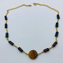 Load image into Gallery viewer, Dark Honey Agate Stone Eleven Design Necklace
