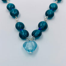 Load image into Gallery viewer, Hearth Pendant Blue Murano Beads Necklace
