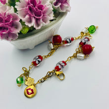 Load image into Gallery viewer, Red-Green Lampwork Bead Bracelet
