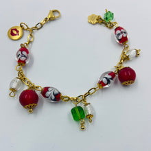 Load image into Gallery viewer, Red-Green Lampwork Bead Bracelet
