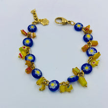 Load image into Gallery viewer, Millefiori Blue-Yellow Longer Bracelet
