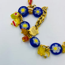 Load image into Gallery viewer, Millefiori Blue-Yellow Longer Bracelet
