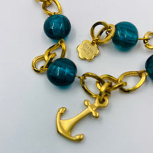 Load image into Gallery viewer, Anchor Charm Navy Murano Beads Bracelet
