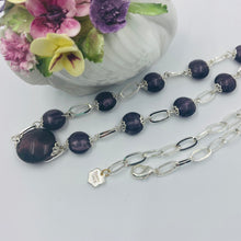 Load image into Gallery viewer, Sterling Silver Plated Violet Murano Glass Eleven Design Necklace
