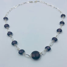 Load image into Gallery viewer, Sterling Silver Plated Violet Murano Glass Eleven Design Necklace
