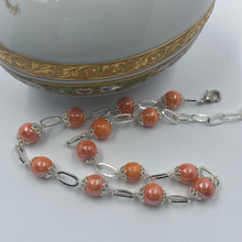 Load image into Gallery viewer, Fire Orange Colours Porcelain Silver Plated Necklace
