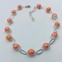 Load image into Gallery viewer, Fire Orange Colours Porcelain Silver Plated Necklace
