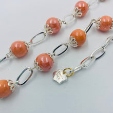 Load image into Gallery viewer, Fire Orange Colours Porcelain Silver Plated Necklace
