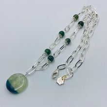 Load image into Gallery viewer, Sea Green Agate Stone Seven Design Necklace
