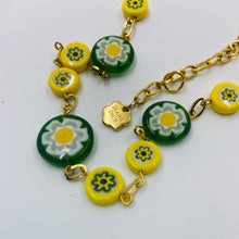 Load image into Gallery viewer, Green-Yellow Italian Millefiori Beads Necklace
