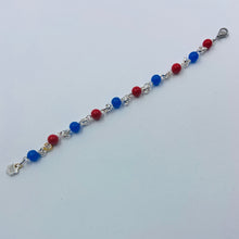 Load image into Gallery viewer, Interwoven Red-Blue Navy Design Glass Beads Bracelet
