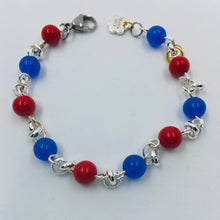 Load image into Gallery viewer, Interwoven Red-Blue Navy Design Glass Beads Bracelet
