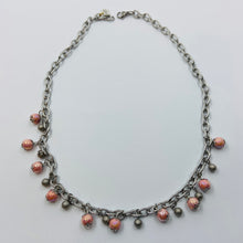 Load image into Gallery viewer, Pink Porcelain Silver Balls Silver Plated Necklace
