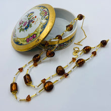 Load image into Gallery viewer, Double Strand Amberish Murano beads on Czech Bugle Beads.
