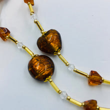 Load image into Gallery viewer, Double Strand Amberish Murano beads on Czech Bugle Beads.
