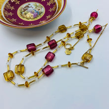 Load image into Gallery viewer, Double Strand Fandango-Golden Murano Beads on Czech Bugle Beads.
