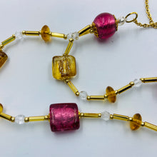 Load image into Gallery viewer, Double Strand Fandango-Golden Murano Beads on Czech Bugle Beads.
