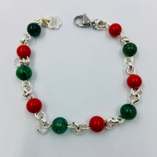 Load image into Gallery viewer, Interwoven Red-Green Army Design Glass-Agate Beads Bracelet
