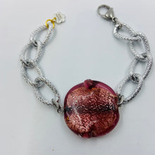 Load image into Gallery viewer, Magenta Murano Bead Silver Plated Bracelet
