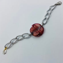 Load image into Gallery viewer, Magenta Murano Bead Silver Plated Bracelet
