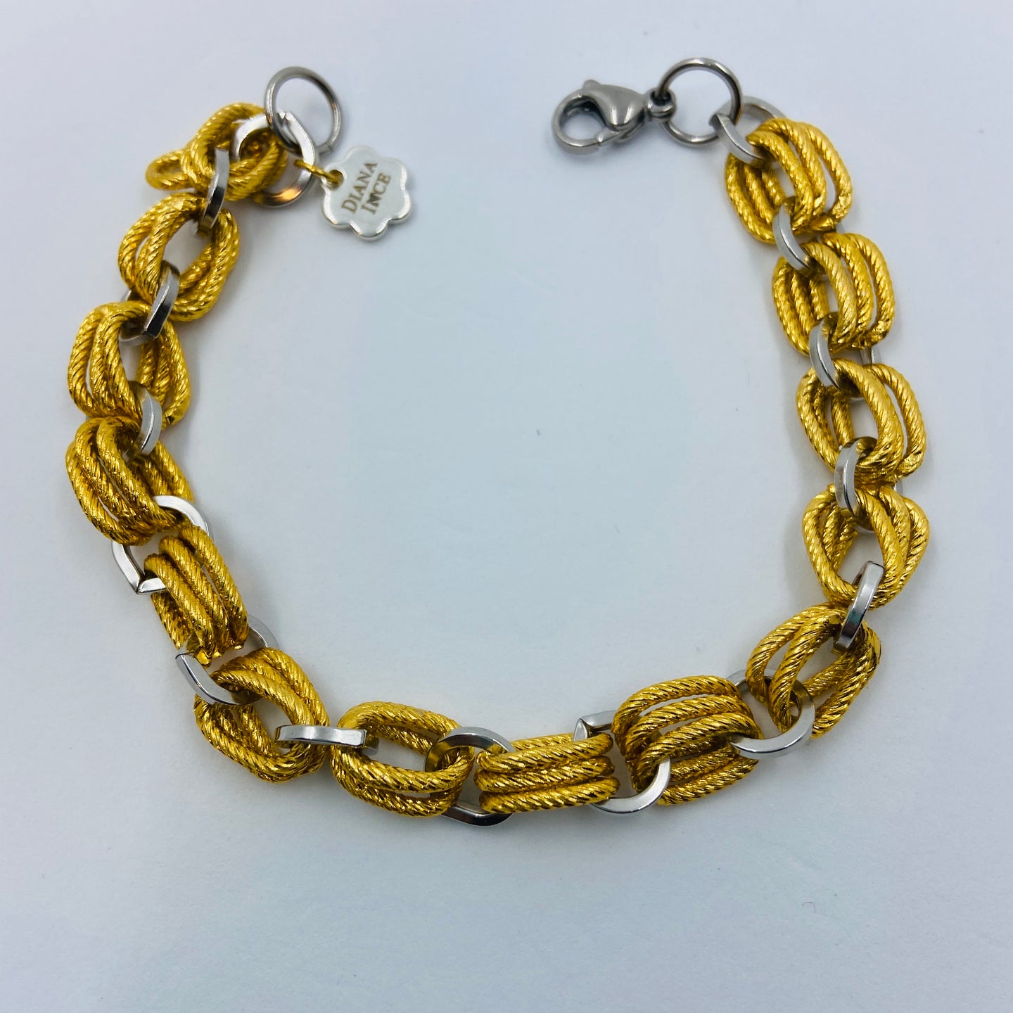 Three Rings Interwoven Silver and Gold Plated Rings Bracelet