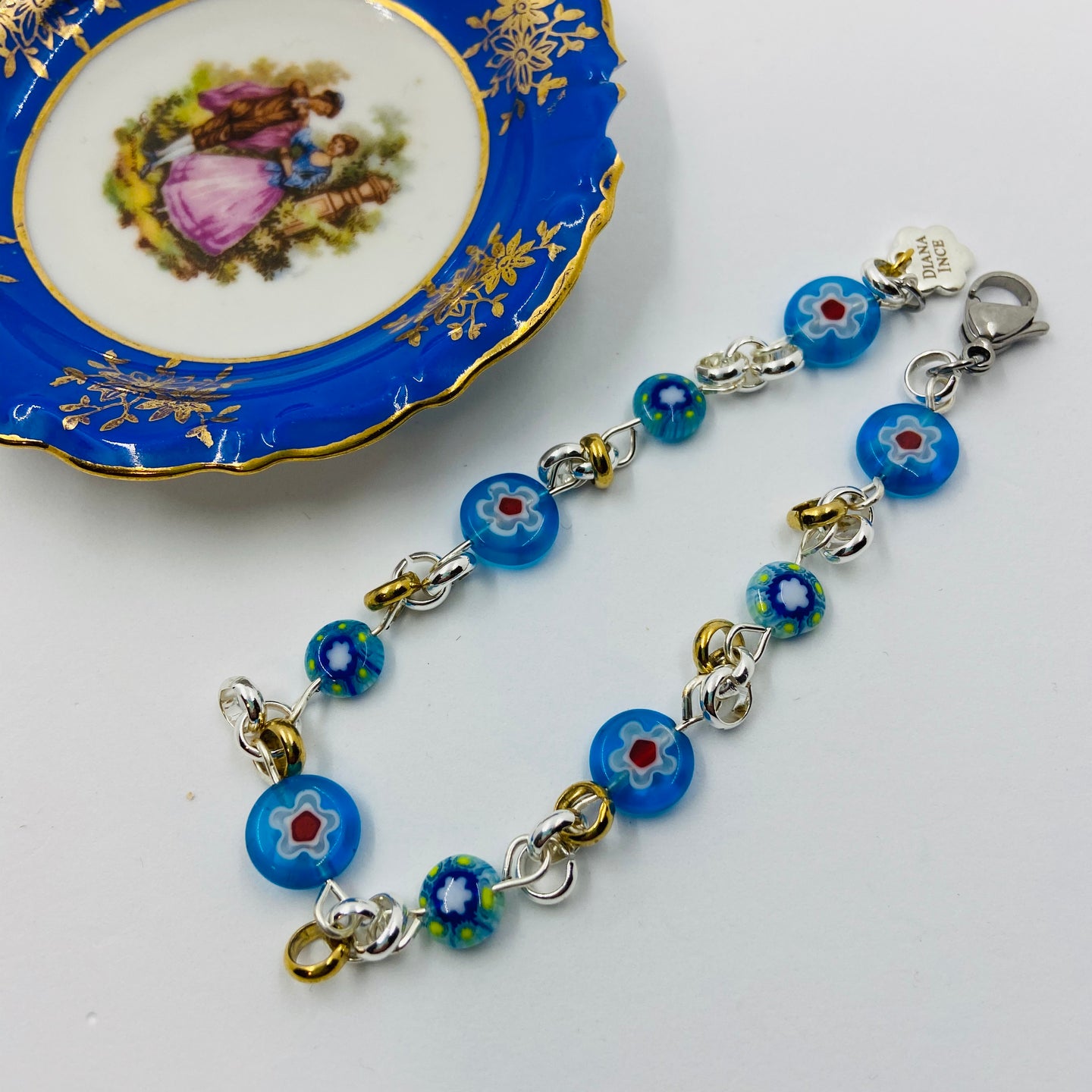 Millefiori Straight Blue - Turquoise Colour Beads Bracelet