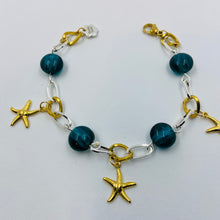 Load image into Gallery viewer, Three Starfish Charm Murano Beads Bracelet
