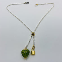 Load image into Gallery viewer, Lock and Kelly Green Murano Pendant Necklace
