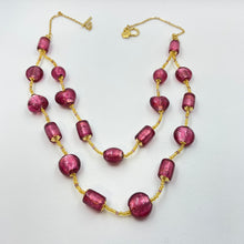 Load image into Gallery viewer, Double Strand Hot Pink Murano Beads on Czech Sand Beads.
