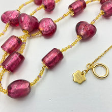 Load image into Gallery viewer, Double Strand Hot Pink Murano Beads on Czech Sand Beads.
