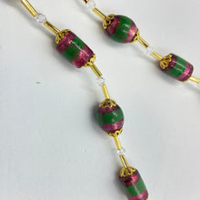 Load image into Gallery viewer, Enamel Striped Fuschia Murano Beads Necklace
