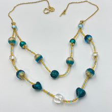 Load image into Gallery viewer, Double Strand Gold-Dust Blue Murano Beads on Czech Sand Beads.
